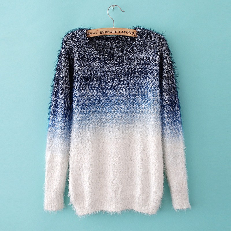 blue and white sweater
